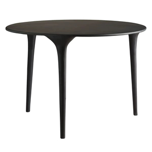 Elegante Mesa Auxiliar de Metal Negro con Base de Trípode Angular Moderna y Tapa Redonda Minimalista para Interiores de Hogar con Estilo - Product Image 1