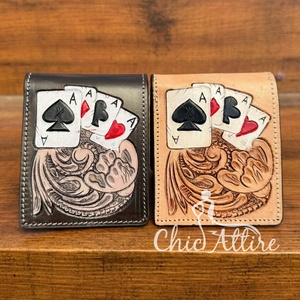 กระเป๋าสตางค์หนังแท้พับได้สำหรับผู้ชายกระเป๋าหนังวัวแท้ - Product Image 1