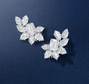 Boucles d'oreilles en diamants de laboratoire blancs taille marquise et baguette, en argent 925 marqué, certifiées IGI, pour usage quotidien, style américain - Product Image 1