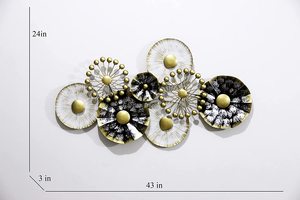 งานศิลปะติดผนังลายดอกไม้ขนาดใหญ่ ทำจากแผ่นเหล็ก สำหรับตกแต่งห้องนั่งเล่น ขายส่ง งานศิลปะโลหะติดผนังแบบเฟรสโกขนาดใหญ่ พร้อมกรอบ ขายดี - Product Image 2