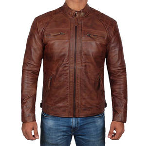 Chaqueta de Motociclista de Cuero Genuino de Piel de Caballo para Hombre, Alta Calidad, Cierre de Cremallera, Venta al por Mayor de Fábrica, MOQ Bajo - Product Image 2