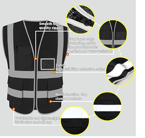 Gilet de sécurité réfléchissant en maille haute visibilité avec poches et fermeture éclair, conforme à la norme - Product Image 2
