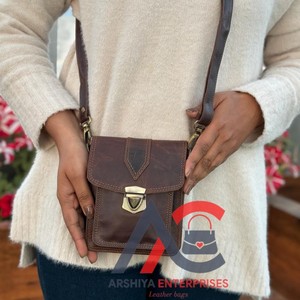 Handmade Genuine Leather Sling Bag Real Leather New Casual <b>Handbag</b> <b>Small</b> Crossbody Bag Office Wholesale High Quality Unisex Bags - Product Image 1