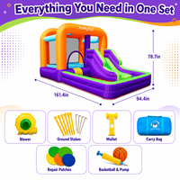 Vente en gros Airmyfun A82006 Château gonflable avec toboggan, filet de sécurité, tissu Oxford épaissi 420D+840D, capacité 135 kg, pour 3 personnes
