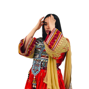 ชุดประจำชาติของผู้หญิง afghani พร้อมด้วยผ้าที่อุดมไปด้วยและงานปักงานฝีมือเหมาะสำหรับงานแต่งงานและงานเฉลิมฉลองทางวัฒนธรรม - Product Image 6