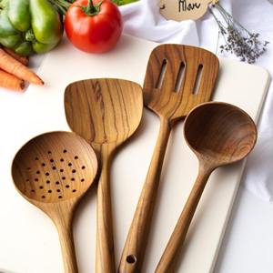 Accesorios para hornear y repostería espátula de madera natural utensilios de cocina utensilios espátulas de madera - Product Image 4