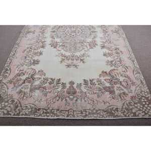 Tapis turc vintage patchwork 6,2x10 pieds, écologique, blanc rose, en laine du sud-ouest avec envers en latex - Product Image 5