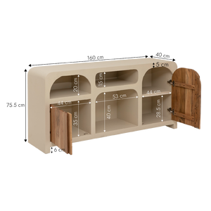 Dalva concrete effect MDF and acacia wood <b>sideboard</b> - Product Image 6