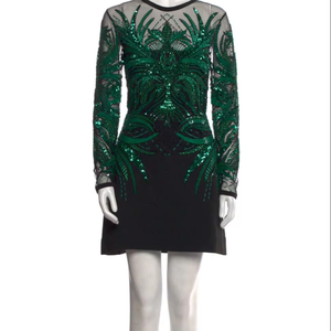 เดรสค็อกเทลยาวเต็มตัวป้องกันไฟฟ้าสถิตย์ของผู้หญิงหรูหราพร้อมคอกลมไม่มีสายหนังงานปักตาข่ายและแขนประดับด้วยไข่มุก - Product Image 1