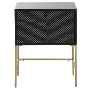 Súper lujo artesanía india diseño moderno mesita de noche madera maciza construcción pesada calidad negro cajones plegables dormitorio de tendencia - Product Image 6