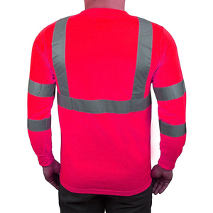 เสื้อโปโลแขนยาวสำหรับผู้ชายสะท้อนแสงชุดทำงานสีฟ้าสะท้อนแสง - Product Image 3