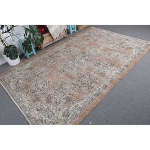 Tapis turc vintage, tapis de 5,7 x 8,9 pieds, tapis brun avec bordure blanche - Product Image 4