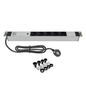 19 Inch 5 Way 1U German <b>Socket</b> 250V 16A Power Indicator <b>Light</b> Rack Mount PDU Aluminum Power Distribution Unit - Product Image 1