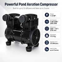 Kit d'aération complet AC HC1500A, type armoire, système d'aération pour étang avec 10 diffuseurs et 10 tubes pour étang jusqu'à 5 acres, aquaculture