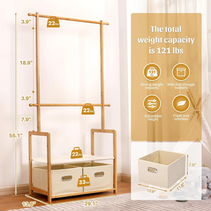 ตะขอเสื้อผ้าชั้นแขวนและชั้นวางอบแห้งที่ทำจากวัสดุธรรมชาติสร้างพื้นที่ที่อบอุ่นและปลอดภัย - Product Image 2