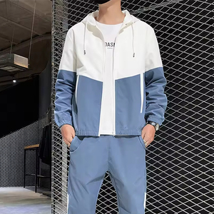 เซ็ตกางเกงสเวตเชิ้ตมีฮู้ดทรงโอเวอร์ไซส์แขนยาวหลากสีสำหรับผู้ชายชุดออกกำลังกายกลางแจ้งแบบลำลอง - Product Image 4