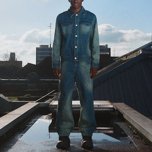 Ensemble pantalon deux pièces tendance personnalisé de la meilleure qualité, vestes en jean pour hommes et pantalons en jean droits, costumes en jean pour adultes et garçons - Product Image 2