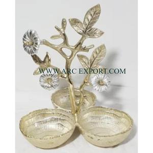 Venta caliente Vajilla para el hogar Forma de hoja decorativa Fechas y postre Servidor Tazón Diseño clásico Mesa Tazón de metal a buen precio - Product Image 5