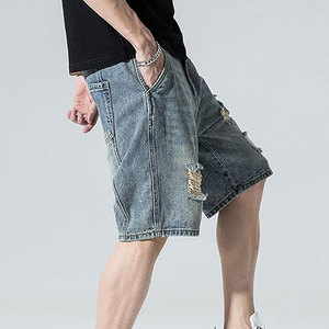 100% Cotton <b>Top</b> Manufacturer Men <b>Distressed</b> Shorts In Solid Color Hot Sale Latest Price Newest Style Men <b>Distressed</b> Shorts - Product Image 3