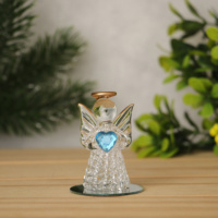 Ange en verre soufflé artisanal personnalisable, scintillant, avec accents dorés - Ornement de Noël de style européen
