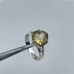 925 Sterling Silver Vintage Plaqué Bague Citrine Zircon Gemme À La Main Novembre Jaune À Facettes Diamant À La Mode Christian - Product Image 2