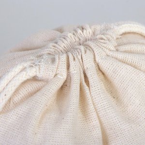 Natural Cotton <b>Drawstring</b> <b>Pouch</b> 6x8 Screen Printed Favor & Gift Bag with Embroidered Custom Logo for Crafts and Candies - Product Image 6
