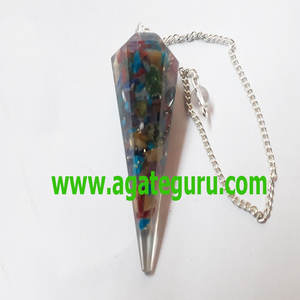 Orgone Sept Ckara Chips Cône Pendule Pierre Précieuse de Guérison - Product Image 1