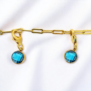 เครื่องประดับควอทซ์สีฟ้าน้ำทะเล6 MM เสน่ห์กลมค้นหาจี้กุ้งมังกรล็อคเสน่ห์เล็กๆขายส่งทอง - Product Image 1