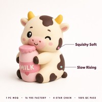 Jouet Squishy Vache Mignonne à Remontée Lente Anti-Stress Kawaii, Jouet à Presser Doux pour Décoration de Bureau, Cadeau