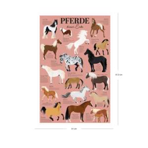 Anime-Inspired Modern Art Deco <b>Poster</b> 'Pferde Dieser Erde' in Pink Framed 61x91.5 cm for Wall Decor Birthday Gift Idea - Product Image 2