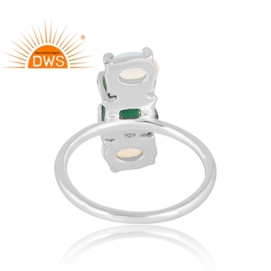 Anillo de piedras preciosas de ópalo etíope y Esmeralda Natural de Plata de Ley 925, joyería personalizada para mujer, regalo para ella - Product Image 2