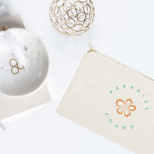 Paradise Found Eco-Friendly Cotton Canvas Cosmetic Bag Large Capacity Zipper <b>Case</b> Durable Portable Soft Zipper Closure Letter - Product Image 3