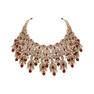 Gargantilla nupcial de diseño, conjunto de Gargantilla Floral Dulhan para bodas, joyería AD inversa, cadenas chapadas en Mehandi, joyería Floral para boda - Product Image 4