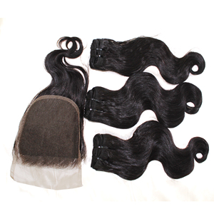 ช่อผมมนุษย์100% ราคาถูกชุดปิด10 "-40" ลูกไม้สวิสโปร่งใสสีธรรมชาติ - Product Image 2