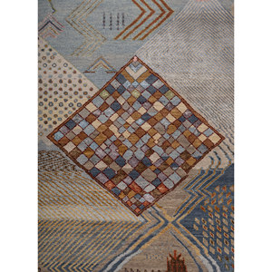 Alfombra Manchaha Azul de Lana y Seda de Bambú Anudada a Mano, 10 mm de Grosor, Patrón Geométrico Abstracto para el Hogar, Pasillo, Modelo Rectangular-Les-2670 - Product Image 3