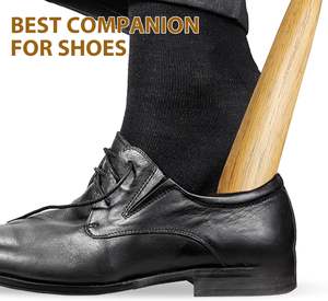 แตรรองเท้าไม้2ชิ้น-ช้อนรองเท้า15.5in และ6.2in สำหรับรองเท้าและรองเท้าเขาจับยาวและสั้นสำหรับผู้สูงอายุ - Product Image 4