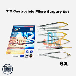Juego de 6 Instrumentos de Microcirugía Castroviejo Premium: Tijeras, Portaagujas, Pinzas, Acero Inoxidable de Grado Médico |   OldMed - Product Image 3