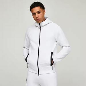 Conjuntos de dos piezas de algodón 100% para hombre, pantalones acampanados de invierno y sudadera con cremallera, ropa de entrenamiento transpirable para correr para adultos - Product Image 4