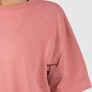 Camiseta de estilo Hip Hop de algodón 100% para mujer, personalizada, de alta calidad, ecológica, transpirable, de gran tamaño, suelta, con hombros caídos - Product Image 4