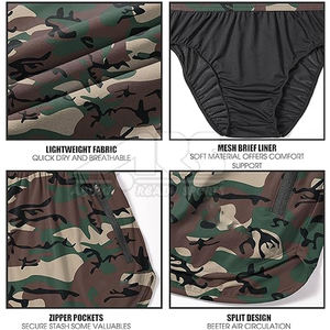 Pantalones cortos deportivos para correr de lona para hombre, transpirables, para correr, con cierre de cintura elástica, patrón sólido - Product Image 6