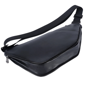 Sac de poitrine minimaliste en cuir véritable, sac à bandoulière, fermeture à glissière, imperméable, usage quotidien, toutes saisons, pour homme - Product Image 3