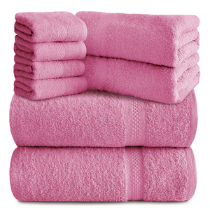 100% Cotton Woven <b>Bath</b> <b>Towel</b> <b>Set</b> 8 Piece Soft Absorbent Home Use Solid Color Rectangle Adult Skin Friendly - Product Image 1