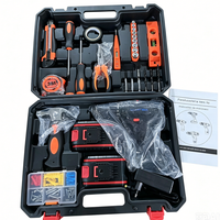 Ensemble d'outils électriques de bricolage pour la maison, perceuse électrique rechargeable, tournevis avec deux batteries, chargeur, accessoires et étui de transport