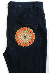 Handmade 2025 Custom Beaded Embroidery <b>Patches</b> Beautiful Golden Orange Heart <b>Applique</b> High-quality Ethnic Wear Canvas Fabric - Product Image 6