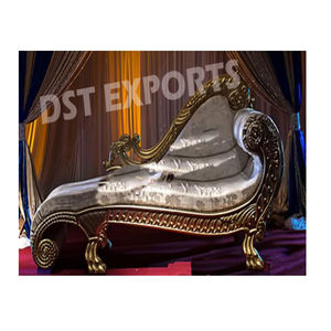 Conjunto de sofás tallados en oro para boda árabe, conjunto de muebles de fiesta de Henna dorado y blanco y taburete para fiesta de boda musulmana Sangeet - Product Image 3