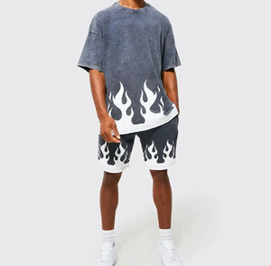 เสื้อยืดสำหรับผู้ชายเสื้อยืดสำหรับทุกเพศเสื้อยืดแขนสั้นย้อมสีกรดฟอกสีแบบพรีเมียม - Product Image 2