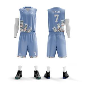 ชุดเครื่องแบบบาสเก็ตบอลพิมพ์สีเต็มรูปแบบเสื้อและกางเกงขาสั้นระบายอากาศสำหรับทีม - Product Image 2