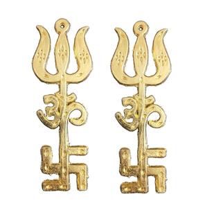 Trishakti Yantra Vastu latón Swastik Om Trishul Vastu protección 5 pulgadas Puerta Dorada decoración hogar Oficina energía positiva buena suerte - Product Image 3