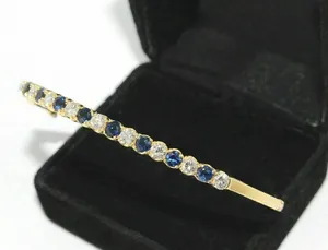 Bracelet en argent 925 avec moissanite 5 carats, saphir bleu et diamants - Product Image 6