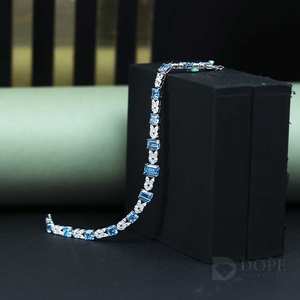 Pulsera de diamantes Esmeralda y Marqués en plata de ley 925 Diseño de una sola línea Regalo perfecto para cada lugar - Product Image 2